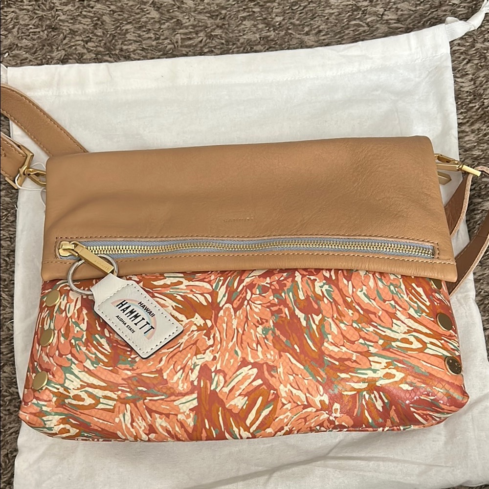Tan and Orange Women's Crossbody Bag